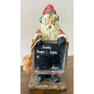 Vintage Santa Clause with Chalkboard Christmas Figurine Holiday Decor 5 1/2"